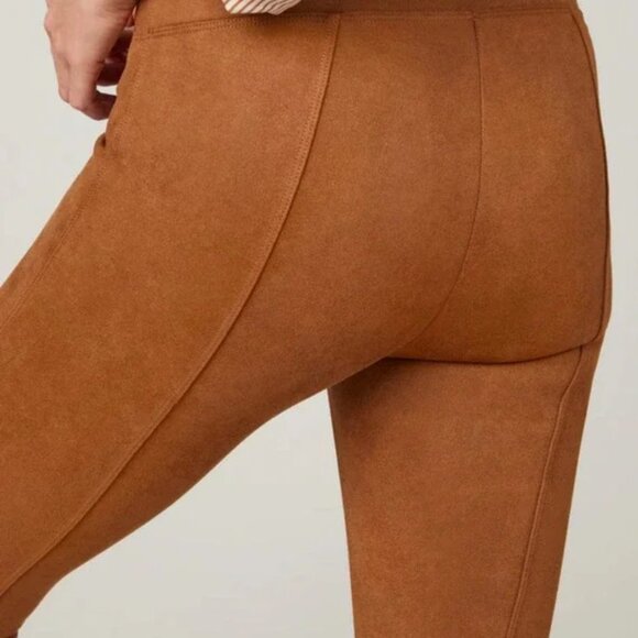 NWT Spanx Faux Suede Leggings Rich Caramel 1X Plus Size Slimming High Rise Pant - Picture 4 of 14